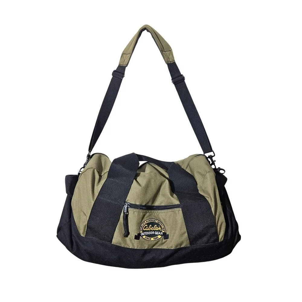 Vintage Cabelas Handled Fishing Hunting Ammunition Duffel Bag Pack Olive‎ Green